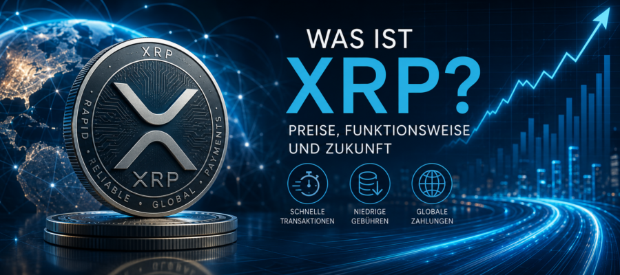 XRP-Kryptowährung mit digitalem Netzwerk und Kursentwicklung – Symbolbild zu Preisen, Funktionsweise und Zukunft von XRP.